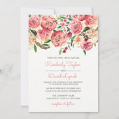 ピーチアンドコーラルフラワーズフローラ結婚式招待状 招待状 (正面)