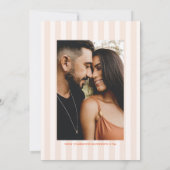 ピーチアンドタンジェリンストライプのレトロ結婚ズ セーブザデート (裏面)