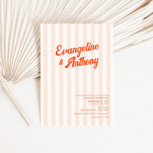 ピーチアンドタンジェリンストライプのレトロ結婚ズ