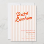 ピーチアンドタンジェリンレトロストライプブライダルシャワー 招待状 (正面)