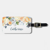 ピーチアンドダスティブルーパーソナライズされたフローラ ラゲッジタグ (正面横)