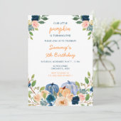 ピーチアンドネイビーブルーパンプキンスバースデーパーティー 招待状 (スタンド正面)