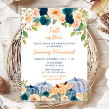 ピーチアンドネイビーブルーパンプキンスブライダルシャワー