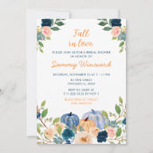 ピーチアンドネイビーブルーパンプキンスブライダルシャワー 招待状 (正面)