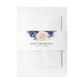 ピーチアンドネイビーブルーフローラ結婚ズ 招待状ベリーバンド (正面例)