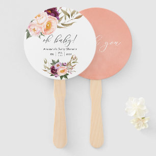 ピーチアンドバーガンディフローラベビーシャワー ハンドファン