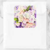 ピーチアンドパープルバラ結婚式用シール スクエアシール (バッグ)