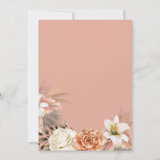 ピーチアンドパープルフローラエロペメント披露宴招待状 招待状 (裏面)