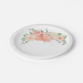 ピーチアンドピンクパステルウォーターカラーフローラ ペーパープレート (アングル)