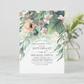 ピーチアンドピンクフローラヴィンテージ婚約パーティ 招待状 (スタンド正面)