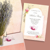 ピーチアンドピンクマグノリアブライダルティーウェルカム ポスター