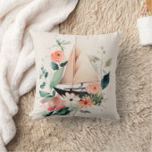 ピーチアンドブラックサイルボートフローラ装飾用クッション クッション (ブランケット)