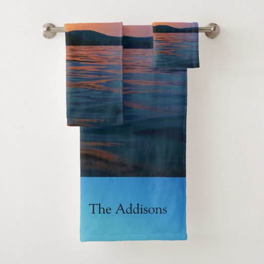 ピーチアンドブルーサンセットレイクビーチ自然写真 バスタオルセット (インサイチュ)