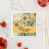 ピーチアンドベージュフローラ抽象芸術 スタンダードカクテルナプキン (インサイチュ)