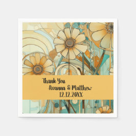 ピーチアンドベージュフローラ抽象芸術 スタンダードカクテルナプキン