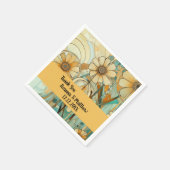 ピーチアンドベージュフローラ抽象芸術 スタンダードカクテルナプキン (角)