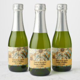 ピーチアンドベージュフローラ抽象芸術 スパークリングワインラベル