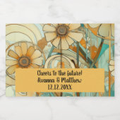 ピーチアンドベージュフローラ抽象芸術 スパークリングワインラベル (シングルラベル)