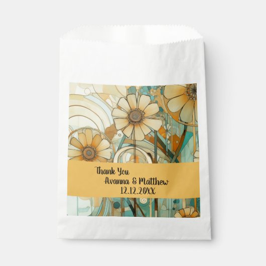 ピーチアンドベージュフローラ抽象芸術 フェイバーバッグ (正面)