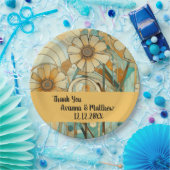 ピーチアンドベージュフローラ抽象芸術 ペーパープレート (パーティー)