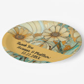 ピーチアンドベージュフローラ抽象芸術 ペーパープレート (アングル)