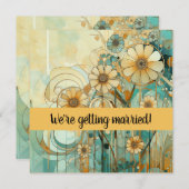 ピーチアンドベージュフローラ抽象芸術 招待状 (正面/裏面)