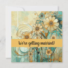 ピーチアンドベージュフローラ抽象芸術 招待状