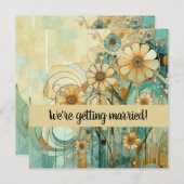 ピーチアンドベージュフローラ抽象芸術 招待状 (正面/裏面)