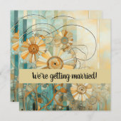 ピーチアンドベージュフローラ抽象芸術 招待状 (正面/裏面)