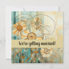 ピーチアンドベージュフローラ抽象芸術 招待状