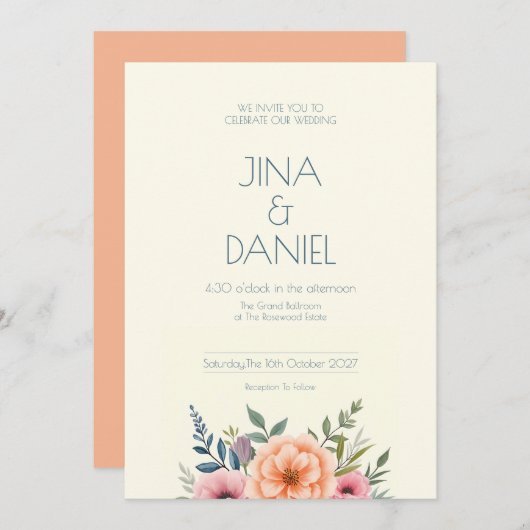 ピーチアンドペタルドリーム 招待状 (正面/裏面)