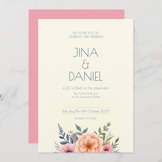 ピーチアンドペタルドリーム 招待状 (正面/裏面)