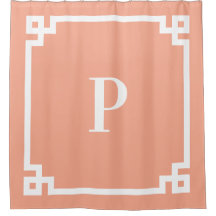 ピーチアンドホワイトギリシャ鍵シンプルモノグラム