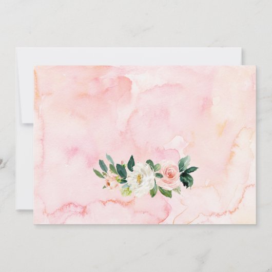 ピーチアンドホワイトフローラファースト誕生日招待状 招待状 (裏面)