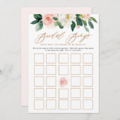 ピーチアンドホワイトフローラブライダルシャワービンゴゲーム 招待状 (正面/裏面)