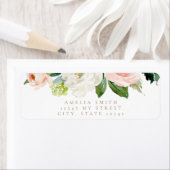 ピーチアンドホワイトフローラ差出人住所ラベル ラベル (インサイチュ)