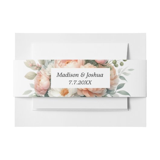 ピーチアンドホワイトフローラ 招待状ベリーバンド (正面例)