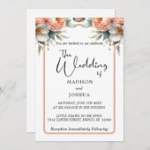 ピーチアンドホワイトフローラ 招待状 (正面/裏面)