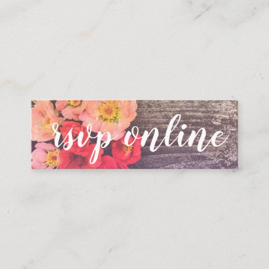 ピーチアンドポピーミニくもの巣RSVPカード スキニー名刺 (正面)