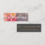 ピーチアンドポピーミニくもの巣RSVPカード スキニー名刺 (正面/裏面)