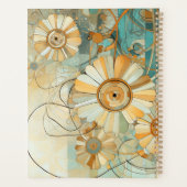 ピーチアンドライトティール（緑がかった色）抽象芸術フラワーガーデン プランナー手帳 (裏面)