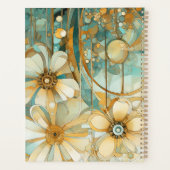 ピーチアンドライトティール（緑がかった色）抽象芸術フラワーガーデン プランナー手帳 (裏面)