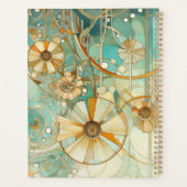 ピーチアンドライトティール(緑がかった色)抽象芸術フラワーガーデン プランナー手帳 (裏面)