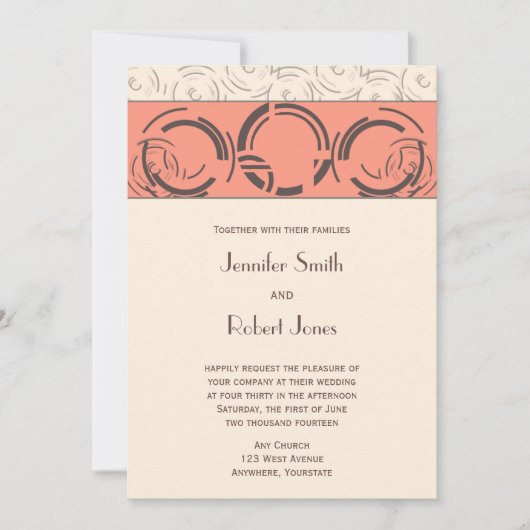 ピーチアールデコサークル結婚式招待状 招待状 (正面)