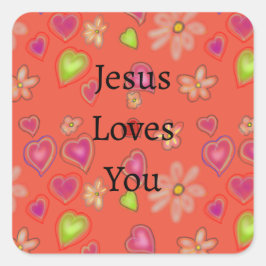 ピーチイエズスラブユーパープルグリーンハート スクエアシール