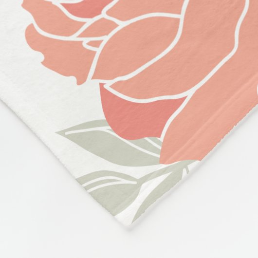 ピーチイエローオレンジ牡丹フローラベビーマイルストーン フリースブランケット (角)