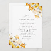 ピーチイエロークリーム結婚フローラ 招待状 (正面/裏面)