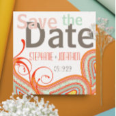 ピーチイエローコーラルミントモダン写真保存日 セーブザデート