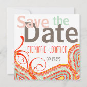 ピーチイエローコーラルミントモダン写真保存日 セーブザデート (裏面)