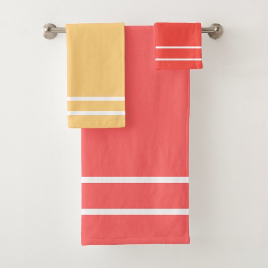 ピーチイエローサマーフルーツ幾何学模様 バスタオルセット (インサイチュ)